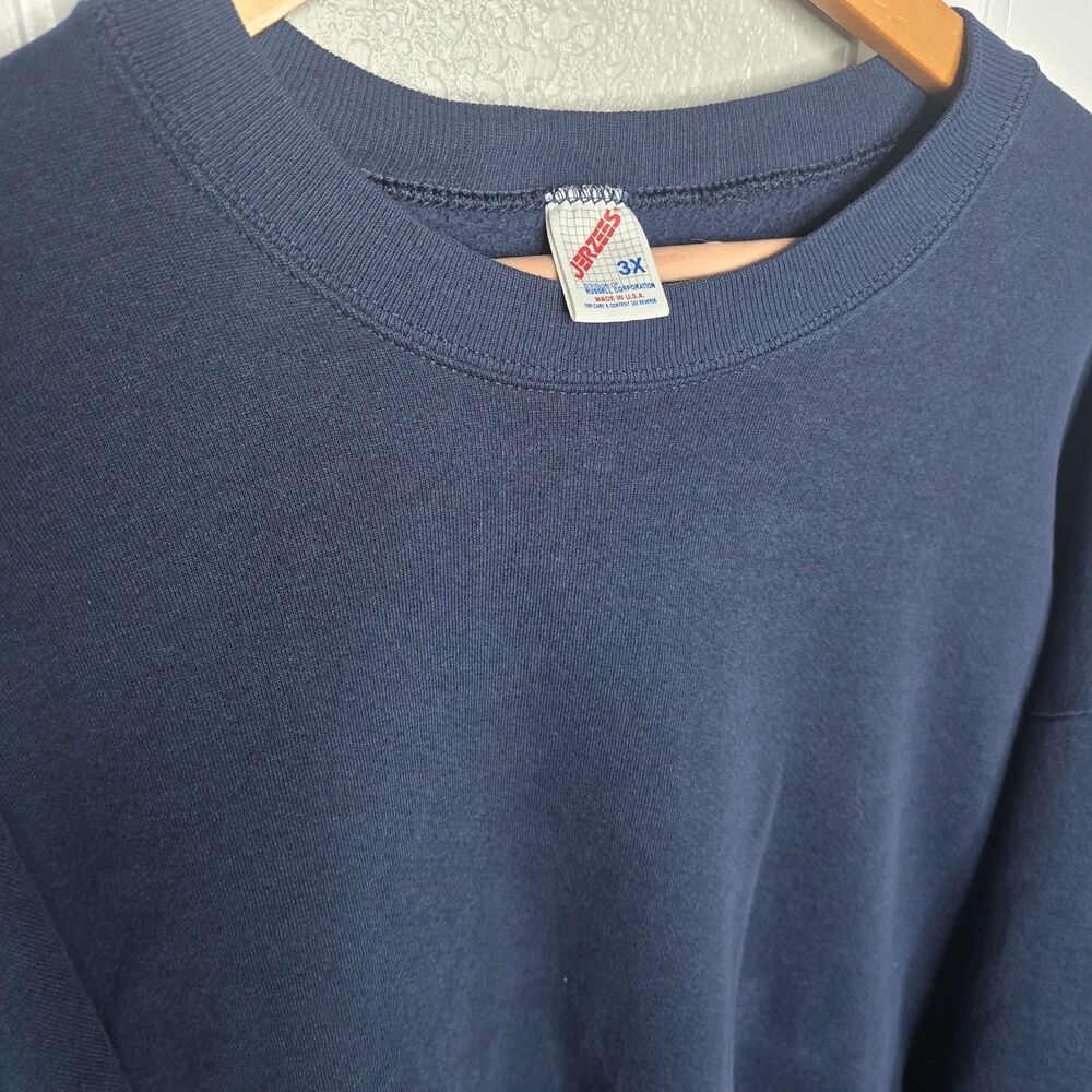 Vtg Jerzees Blank Sweatshirt Pullover Crewneck USA Navy Blue Russell Adult 3XL